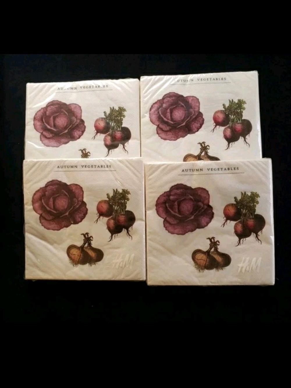 4 Packs Of 20 Autumn Vegetables Decorative Napkins